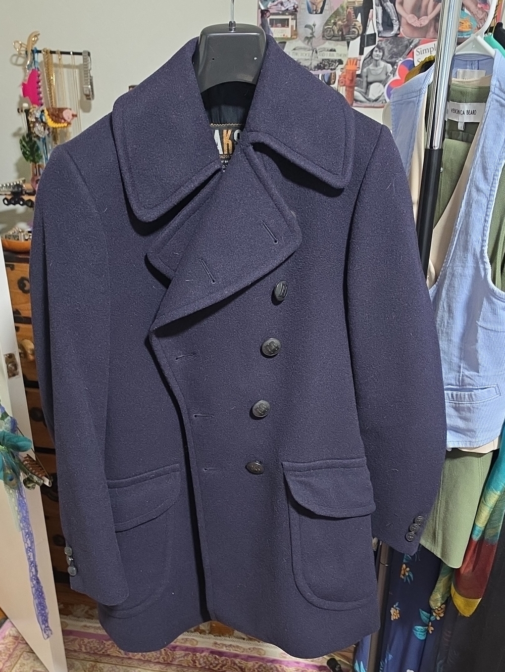 Dak's Of London Tapered Navy Peacoat Jacket - Men